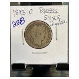 1893-O Barber Silver Quarter in Holder