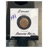 Roman Bronze Coin Relic with Holder