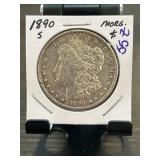 1890-S Morgan Silver Dollar in Display Holder
