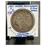 1921 Morgan Silver Dollar with Major Mint Error