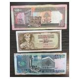 Three Collectible Banknotes from Lebanon and Yugos