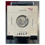 1964-P Roosevelt Dime Encased in Cardboard Holder