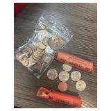 U.S. Coins Including Penny Rolls and Silver Coins