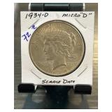 1934-D Peace Silver Dollar with Micro D Mint