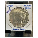 1928-S Peace Silver Dollar AU/UNC Details