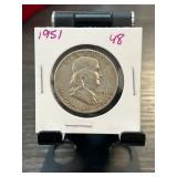 1951 Franklin Half Dollar in Coin Flip Holder