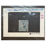 Spain 1866 Queen Isabella II Blue 4 Cuartos Stamp