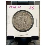 1942-D Walking Liberty Half Dollar in Display Card