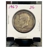 1967 Kennedy Half Dollar, 40% Silver Composition