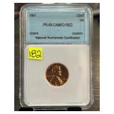 1957 Lincoln Cent PR-69 Cameo Red Certified by Nat