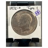 1972-D Eisenhower Dollar Type 1 in Holder