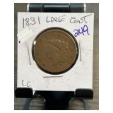 1831 United States Large Cent Copper Coin