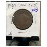 1820 Large Cent Copper Coin in Protective Holder