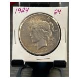 1924 Peace Silver Dollar in Holder