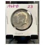 1968-D Kennedy Half Dollar in Protective Holder