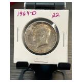 1964-D Kennedy Half Dollar in Protective Card Hold