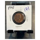 1945 Lincoln Wheat Cent in Protective Holder