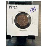 1948 Lincoln Wheat Penny in Cardboard Mount