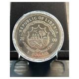 2000 Republic of Liberia $5 Coin Commemorating Att