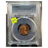 1958-D Lincoln Wheat Cent PCGS MS66RD Graded Coin