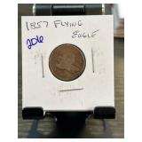 1857 Flying Eagle Cent in Holder