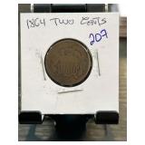 1864 Two-Cent Coin in Holder