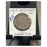 1929 Buffalo Nickel Mint Error Clashed Dies