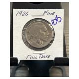 1926 Buffalo Nickel in Fine Condition with Full Da