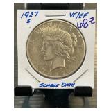 1927-S Peace Silver Dollar, VF/EF Condition, Scarc