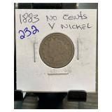 1883 Liberty Head V Nickel No Cents in Holde