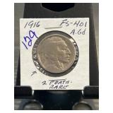 1916 FS-401 Buffalo Nickel Two Feathers Vari