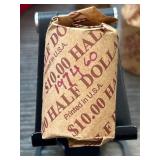 Bank-Wrapped Roll of Half Dollars Marked 1974 and