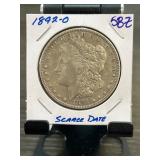 1892-O Morgan Silver Dollar in Display Holder