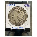 1894-O Morgan Silver Dollar in Coin Holder