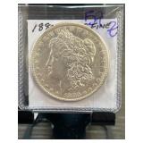 1880 Morgan Silver Dollar in Fine Condition, Encas