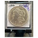 1890 Morgan Silver Dollar Coin in Protective Case