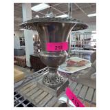 Silver-Tone Metal Vase with Perforated Design and