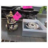 Decorative Ceramic Ewer and Rhinestone Compact Mir