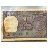 1973 Government of India One Rupee Banknote Signed