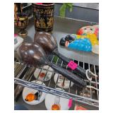 Coconut Shell Maracas with Carved Wooden Handles