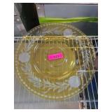 Amber Glass Plate with Floral Etched Design