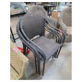4 Stackable Wicker and Metal Frame Chairs