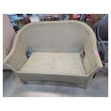 Woven Rattan-Style Loveseat Bench