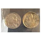 United States Buffalo Nickels Encased in Protectiv