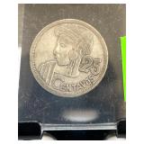 1955 Guatemalan 25 Centavos Silver Coin
