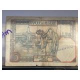 Banque de lAlgerie 5 Francs Banknote, 1941 Date