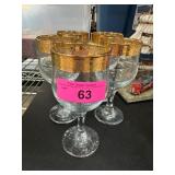 Culver 22k Gold Trim Wine Glasses Set Of 5 (8 oz)