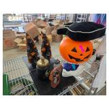 Halloween Decor with Pumpkin Bucket and Glass Set