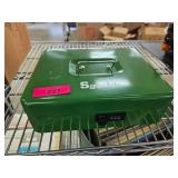 Green Sgorls Steel Cash Box With Lock and Coin Tra