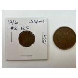 1916 Japanese and Chinese Coins Lot with Holder